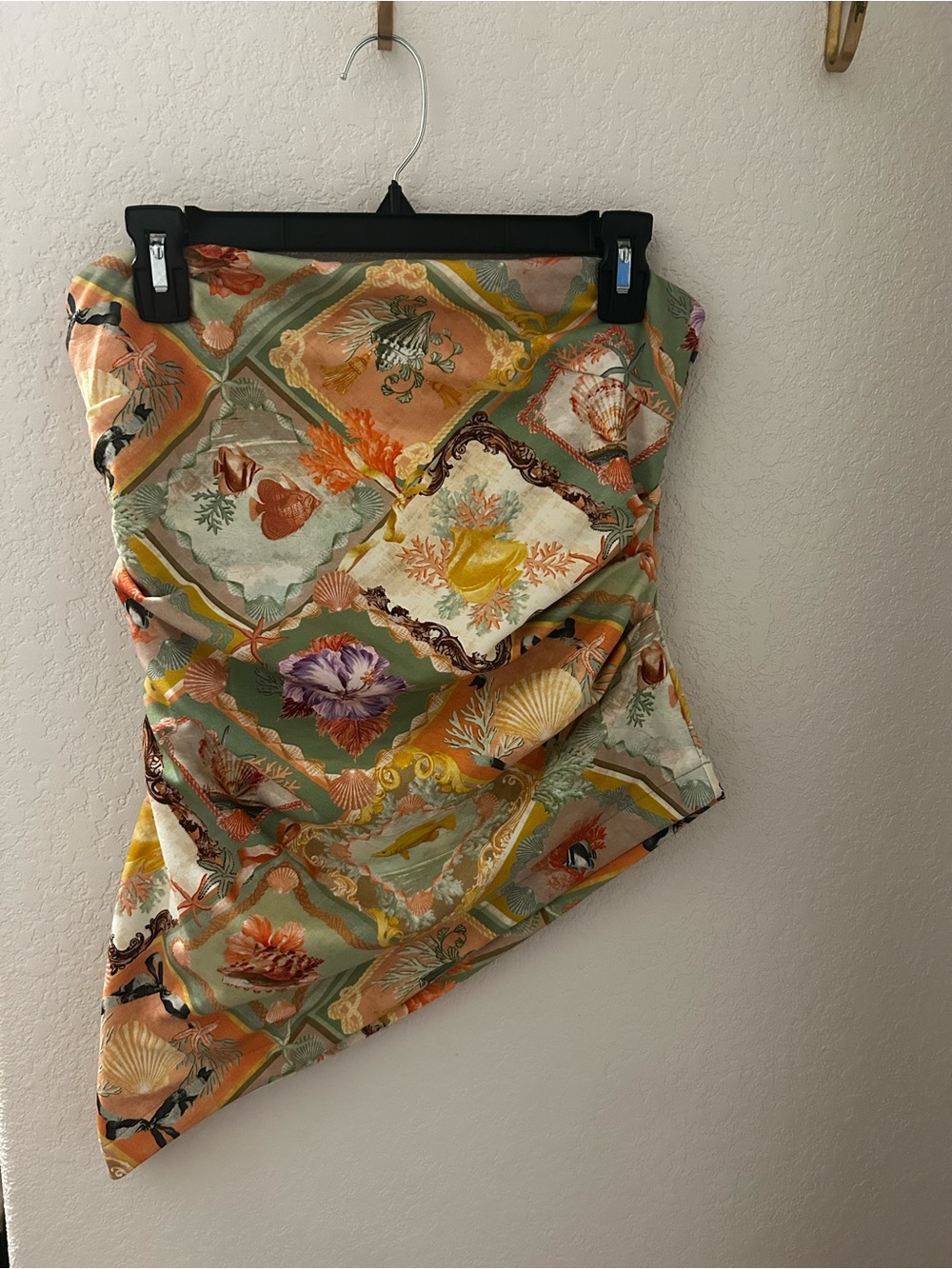 Maeve Multicolor Asymmetrical Seashell Print Skirt